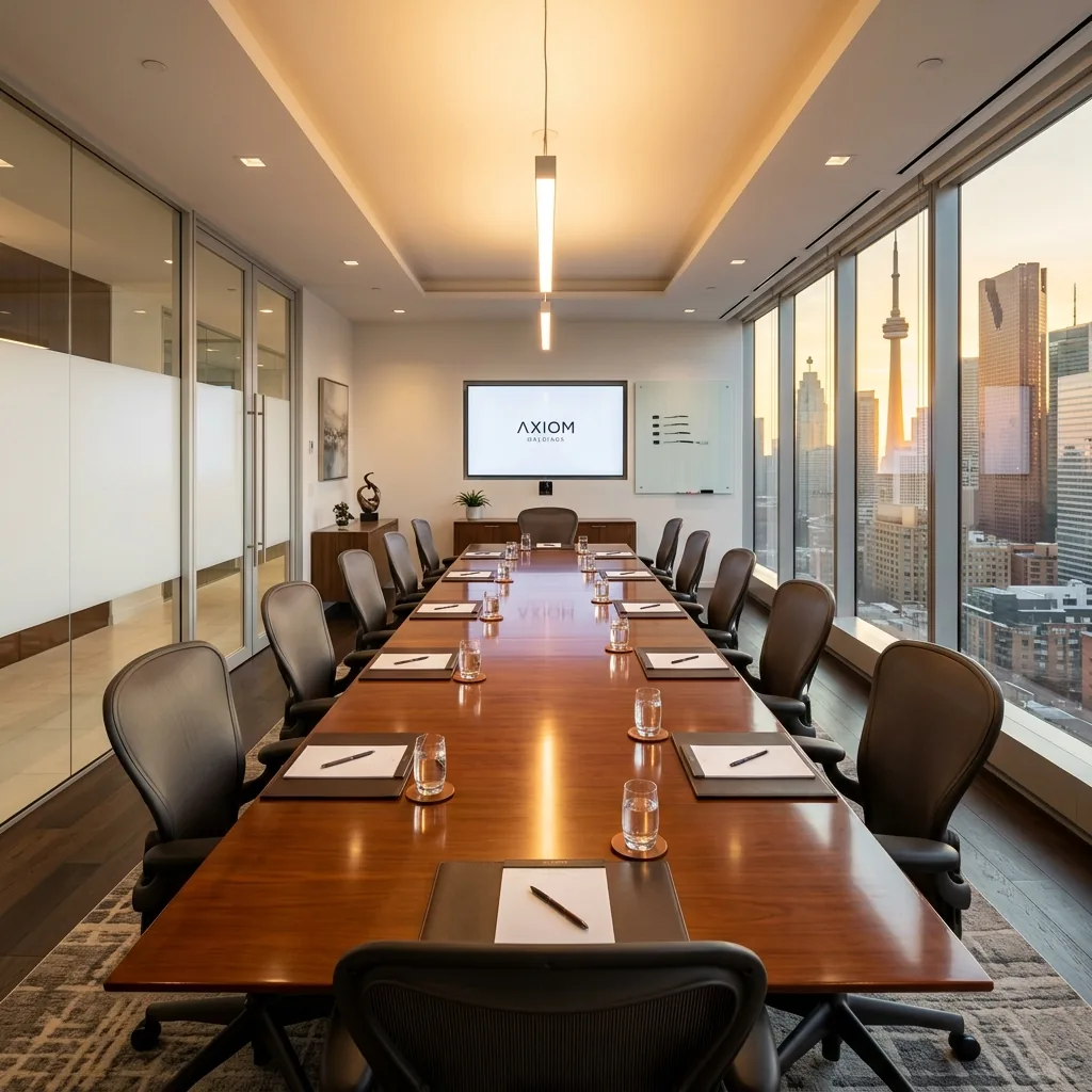 Pristine boardroom with conference table