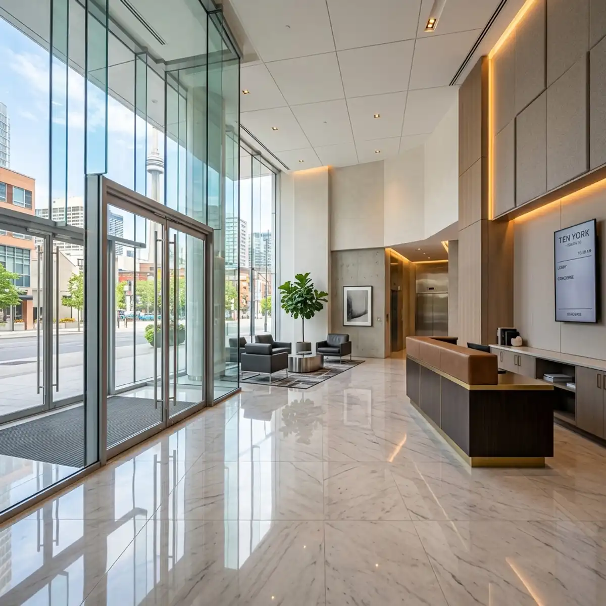 240-unit condo lobby restoration in Liberty Village