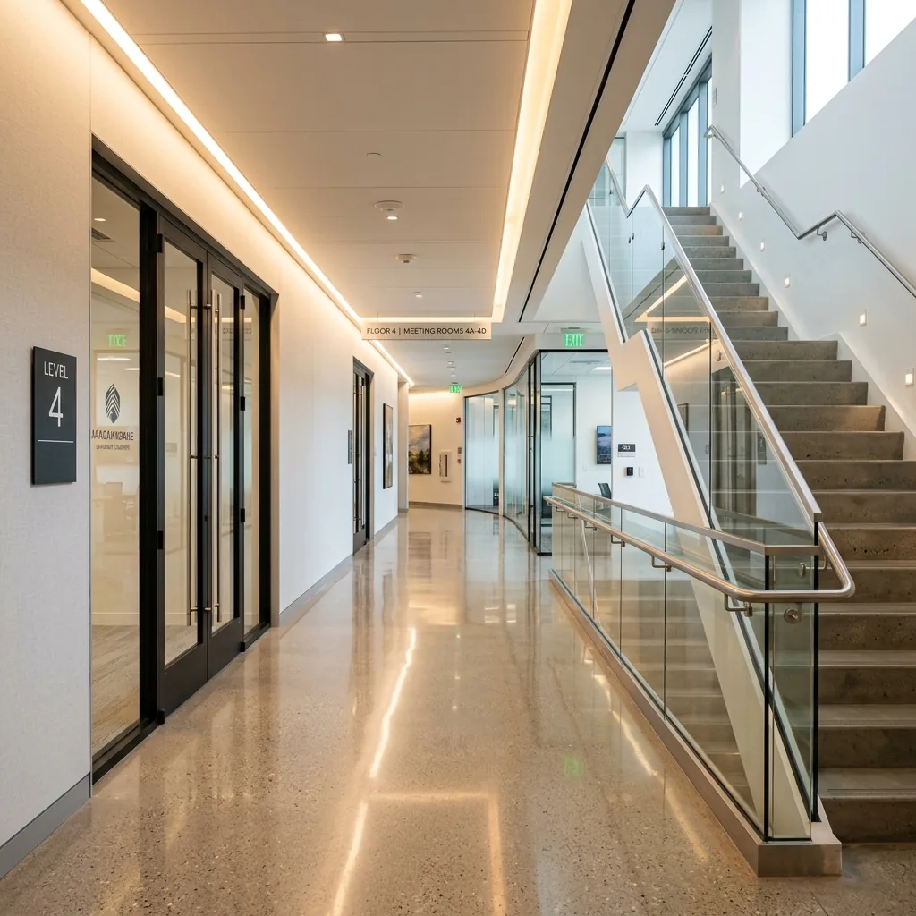 Clean corporate hallway
