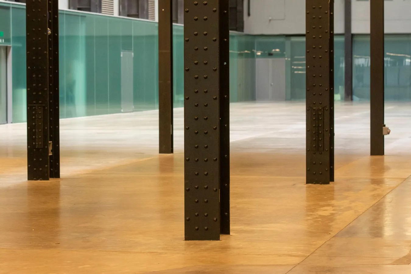 Freshly stripped and waxed commercial VCT floor finished to a high gloss